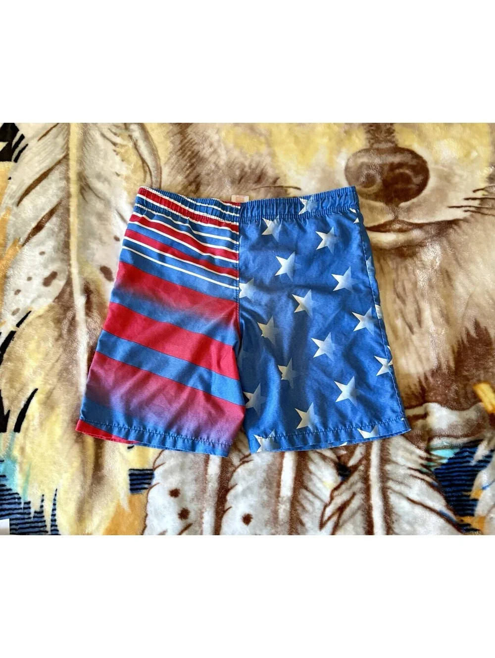 Wonder Nation Boys American Flag Swim Trunks Size Medium M 8 Patriotic